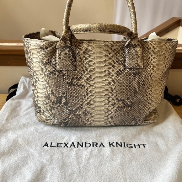 ALEXANDRA KNIGHT GENUINE PYTHON BAG XL DESIGNER EXOTIC COLLECTABLE TEXTURED LUXE - Picture 4 of 12